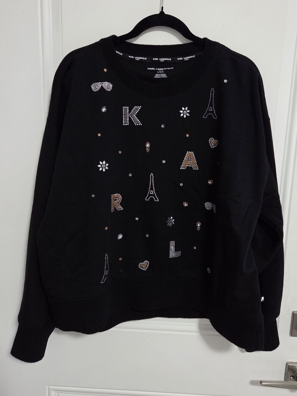 NWT - Karl Lagerfeld Paris Women's Bling Sparkle Sweatshirt - Size L